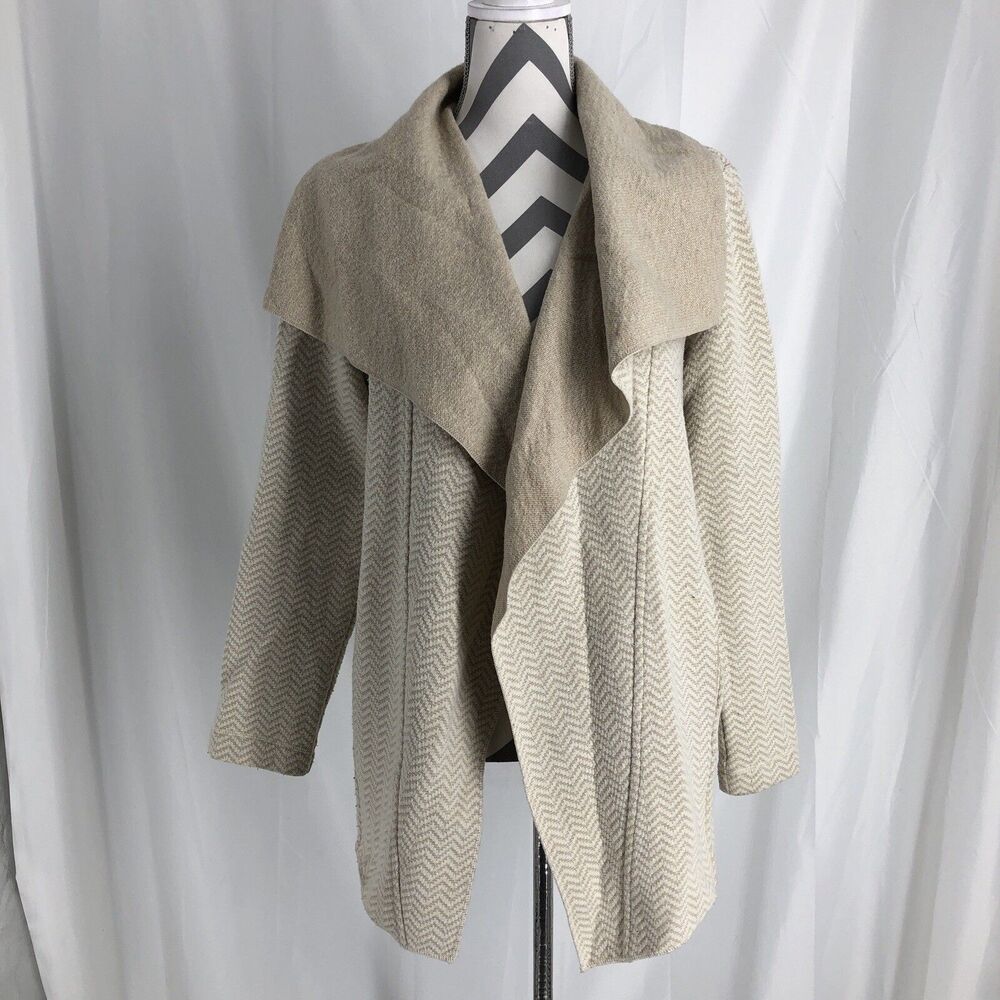 Adrienne Vittadini Womens Boho Cardigan Open Front Tan Large